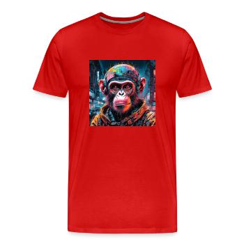 singe cyberpunk - T-shirt bio Premium Homme - rouge - Devant - Damien (186cm)