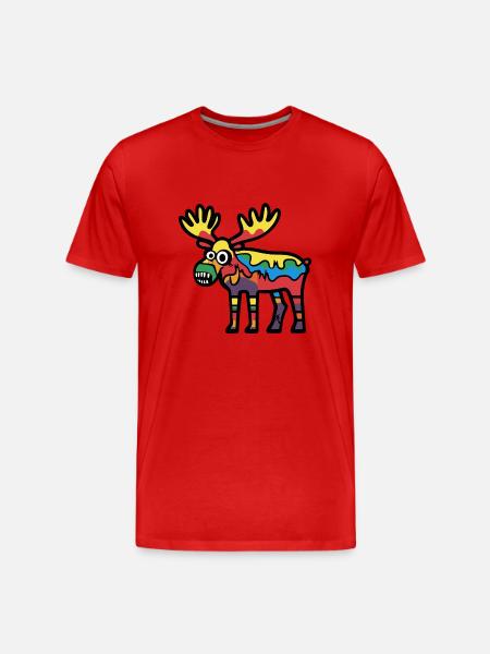 Elch Halloween Comic Lustig - Männer Premium Bio T-Shirt - Rot