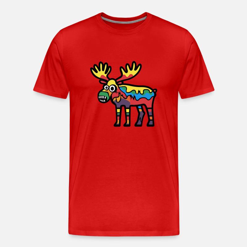 Elch Halloween Comic Lustig - Männer Premium Bio T-Shirt - Rot