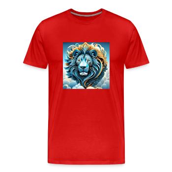 Abstract Portrait of a Lion in the Clouds - Men's Premium Organic T-Shirt - red - Front - Damien (186cm)