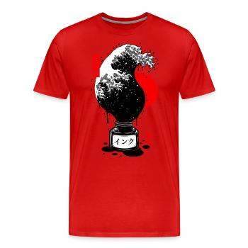 Encre vague japonais noir - T-shirt bio Premium Homme - rouge - Devant - Damien (186cm)
