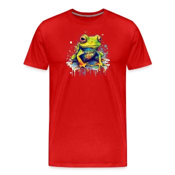 Bunter Frosch - Männer Premium Bio T-Shirt - Rot - Vorne - Damien (186cm)