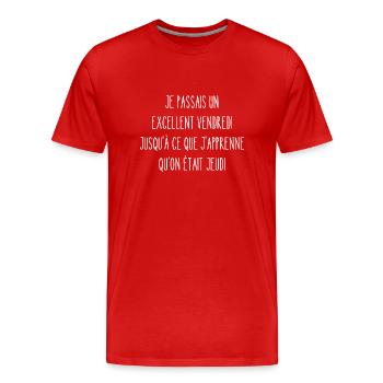 excellent vendredi - T-shirt bio Premium Homme - rouge - Devant - Damien (186cm)