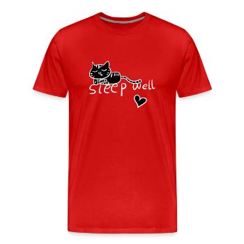 schlafe gut schlafen katze müde - Männer Premium Bio T-Shirt - Rot - Vorne - Damien (186cm)