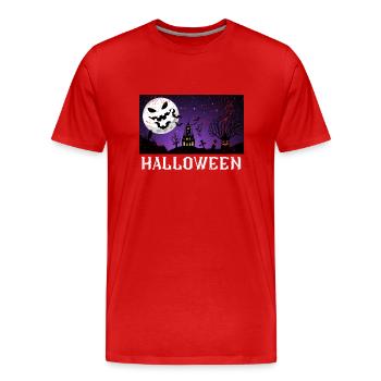 Halloween Haunted Manor - Men's Premium Organic T-Shirt - red - Front - Damien (186cm)