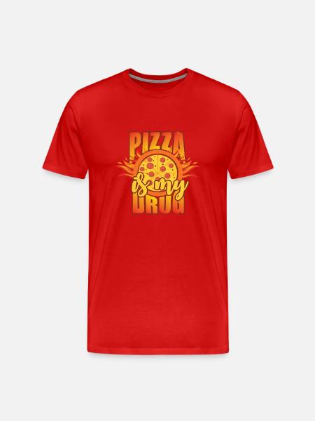 Pizza is my drug - Männer Premium Bio T-Shirt - Rot