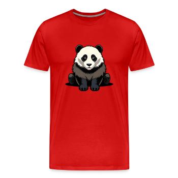 Panda mignon assis - T-shirt bio Premium Homme - rouge - Devant - Damien (186cm)
