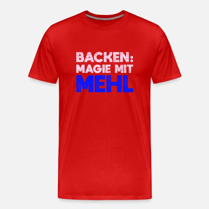 Backen: Magie Mit Mehl - Männer Premium Bio T-Shirt - Rot