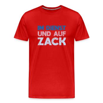 Im Dienst Und Auf Zack - Männer Premium Bio T-Shirt - Rot - Vorne - Damien (186cm)