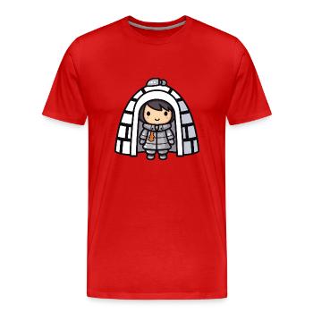 Winter Eskimo Iglu Comic - Männer Premium Bio T-Shirt - Rot - Vorne - Damien (186cm)