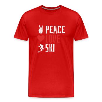 Peace Love Ski, Après-ski, Sports d’hiver, Vacances au ski - T-shirt bio Premium Homme - rouge - Devant - Damien (186cm)