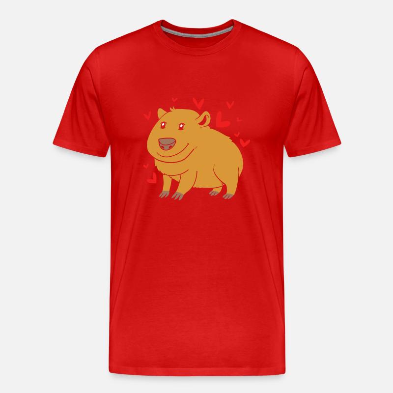 Capybara - Männer Premium Bio T-Shirt - Rot