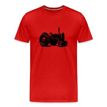 Feld Schlepper Vintage Landmaschinen Traktor - Männer Premium Bio T-Shirt - Rot - Vorne - Damien (186cm)