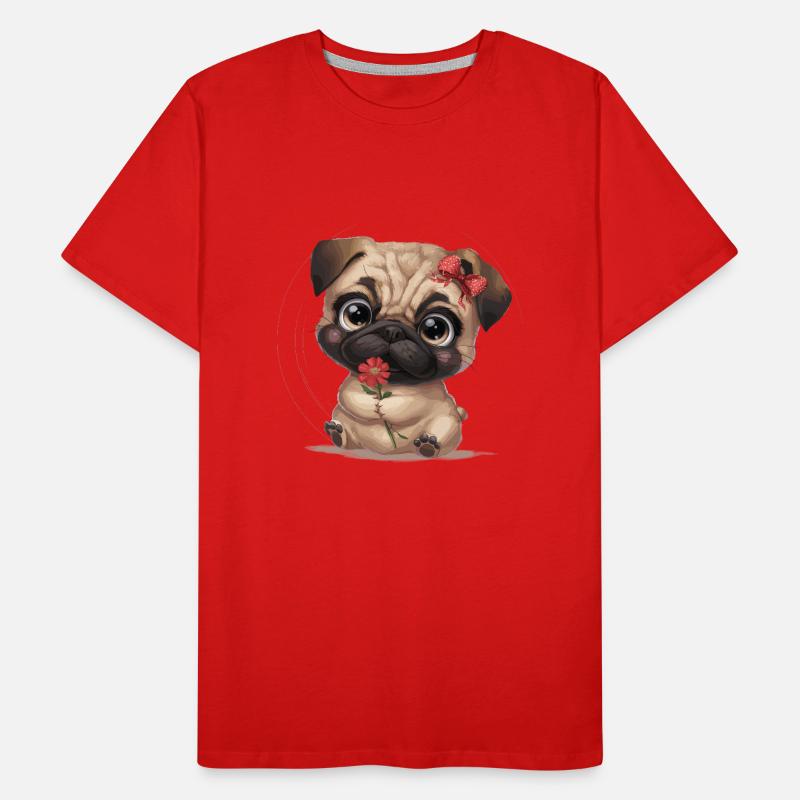 Mops Hundehalter Mops Liebe Blume Männer Premium Bio T-Shirt