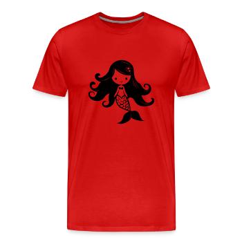 Sirène - T-shirt bio Premium Homme - rouge - Devant - Damien (186cm)