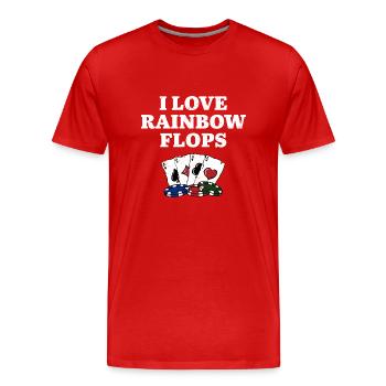 J’adore Rainbow Flops Poker Jeux de cartes Joueur de poker - T-shirt bio Premium Homme - rouge - Devant - Damien (186cm)