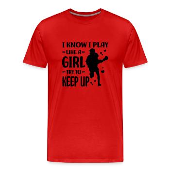 Lacrosse - Männer Premium Bio T-Shirt - Rot - Vorne - Damien (186cm)
