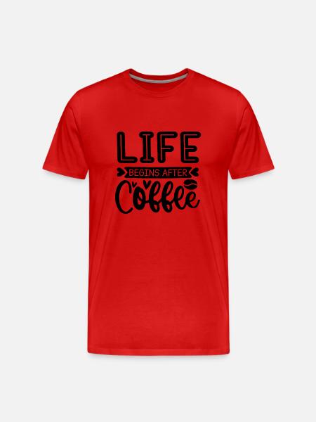 Life begins after coffee - Men's Premium Organic T-Shirt - red