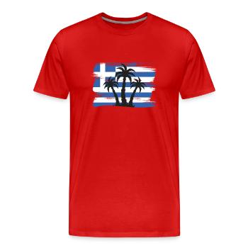 Drapeau de la Grèce Hellas Athènes Drapeau grec - T-shirt bio Premium Homme - rouge - Devant - Damien (186cm)