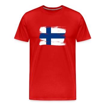 Finnland Flagge Suomi Finnische Fahne Used Look - Männer Premium Bio T-Shirt - Rot - Vorne - Damien (186cm)
