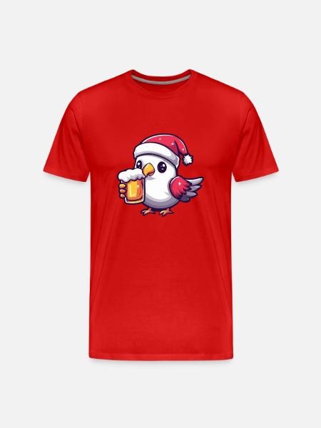 Dove Bird Christmas Beer - Men's Premium Organic T-Shirt - red