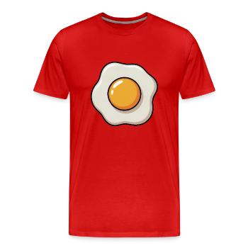Oeuf au plat Graphique Jaune d’oeuf Blancs d’oeufs Petit-déjeuner - T-shirt bio Premium Homme - rouge - Devant - Damien (186cm)