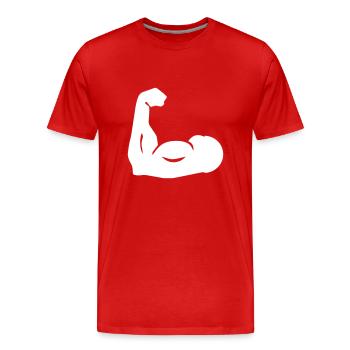 Icône d’haltère musculaire - T-shirt bio Premium Homme - rouge - Devant - Damien (186cm)
