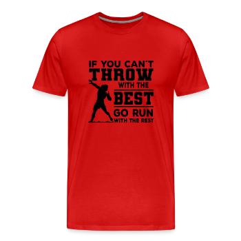 Lancer du poids - T-shirt bio Premium Homme - rouge - Devant - Damien (186cm)
