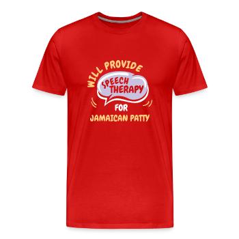 Fournir une orthophonie pour la Jamaïcaine Patty Funny - T-shirt bio Premium Homme - rouge - Devant - Damien (186cm)