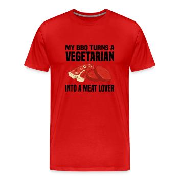 Fleisch Liebhaber - Männer Premium Bio T-Shirt - Rot - Vorne - Damien (186cm)