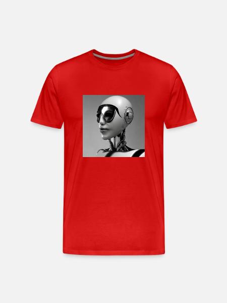 Human robot black and white - Men's Premium Organic T-Shirt - red