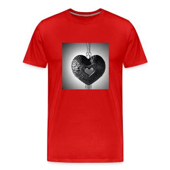 Metall Herz Schmuck - Männer Premium Bio T-Shirt - Rot - Vorne - Damien (186cm)