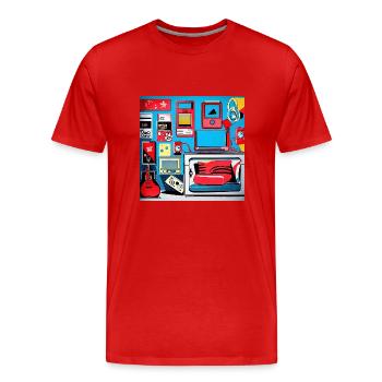 Chambre Rétro de Style Années 80 - T-shirt bio Premium Homme - rouge - Devant - Damien (186cm)