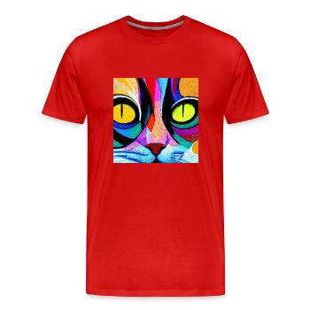 Bunte Katze Nahaufnahme, abstrakt - Männer Premium Bio T-Shirt - Rot - Vorne - Damien (186cm)