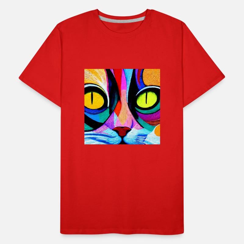 Chat coloré en gros plan, abstrait T-shirt bio Premium Homme