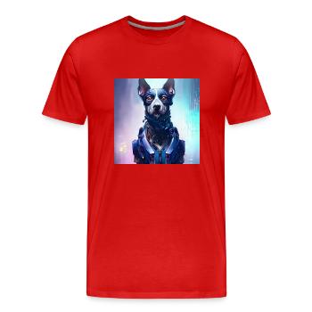 Futuristic dog - Men's Premium Organic T-Shirt - red - Front - Damien (186cm)