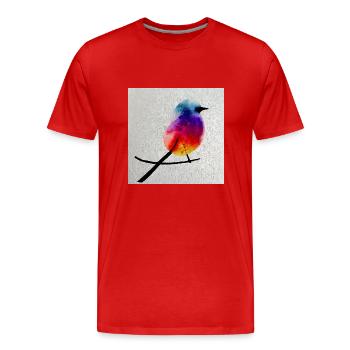 Colourful minimalist bird art, water colour style - Men's Premium Organic T-Shirt - red - Front - Damien (186cm)