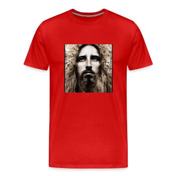 Portrait de Jésus-Christ - T-shirt bio Premium Homme - rouge - Devant - Damien (186cm)