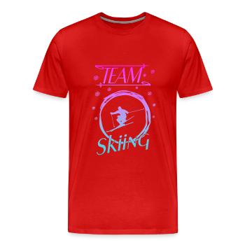 Skiing - Männer Premium Bio T-Shirt - Rot - Vorne - Damien (186cm)