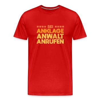 Bei Anklage, Anwalt Anrufen - Männer Premium Bio T-Shirt - Rot - Vorne - Damien (186cm)