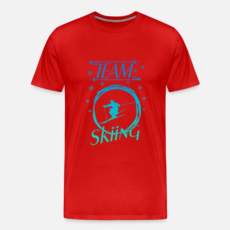 team skiing - Männer Premium Bio T-Shirt - Rot