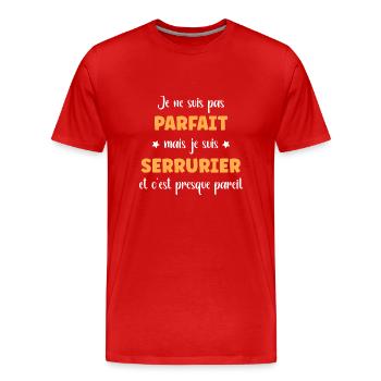 Serrurier - T-shirt bio Premium Homme - rouge - Devant - Damien (186cm)