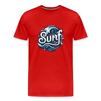 Les surfeurs surfent sur la vague sur la planche de surf - T-shirt bio Premium Homme - rouge - Devant - Damien (186cm)