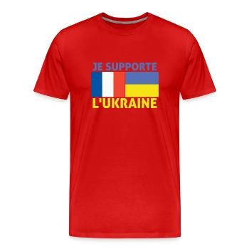 Je supporte l'Ukraine France supporte l'Ukraine - T-shirt bio Premium Homme - rouge - Devant - Damien (186cm)