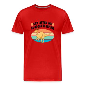 Dino - Männer Premium Bio T-Shirt - Rot - Vorne - Damien (186cm)