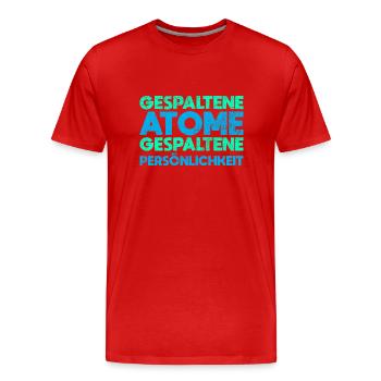 Gespaltene Atome, Gespaltene Persönlichkeit - Männer Premium Bio T-Shirt - Rot - Vorne - Damien (186cm)