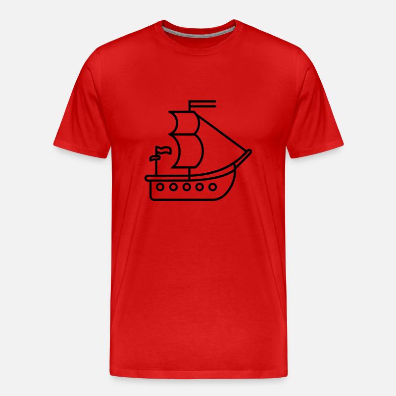 Piratenschiff - Männer Premium Bio T-Shirt - Rot
