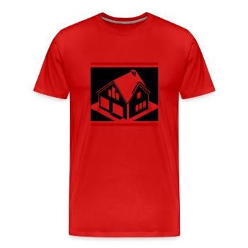 Immobilie Haus Logo - Männer Premium Bio T-Shirt - Rot - Vorne - Damien (186cm)