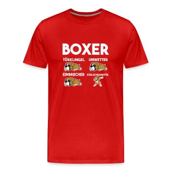Hund Boxer - Männer Premium Bio T-Shirt - Rot - Vorne - Damien (186cm)