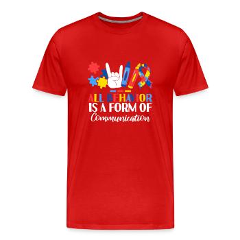 Tout comportement est une forme de communication ABA - T-shirt bio Premium Homme - rouge - Devant - Damien (186cm)